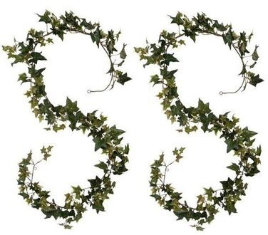 Mica Decorations klimop Hedera - 2x - hangplant/slinger - 180 cm - groen - Kunstplanten