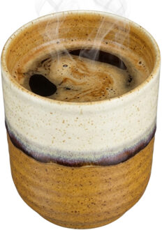 Mica Decorations Koffiemok / theemok Ethan - terra kleur - zonder oor - 9 x 8 cm - porselein