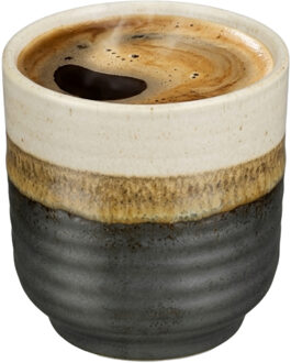 Mica Decorations Koffiemok / theemok Ethan - zwart - zonder oor - 9 x 8 cm - mokken - porselein