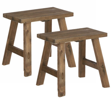 Mica Decorations Krukje - 2x - plantentafel - gerecycled hout - bruin - 38 x 28 x 34 cm