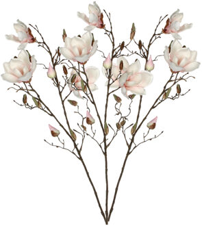 Mica Decorations Kunstbloem - 3x - magnolia - lichtroze - 90 cm - takken - Kunstbloemen boeketten