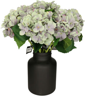 Mica Decorations Kunstbloem - 5x - Hortensia tak - lichtblauw - 51 cm - losse steel - Kunst zijdeblo