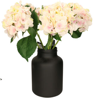 Mica Decorations Kunstbloem - 8x - Hortensia tak - lichtroze - 51 cm - losse steel - Kunst zijdebloe