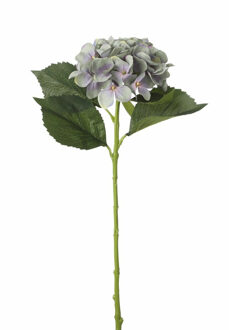 Mica Decorations Kunstbloem Hortensia tak - lichtblauw - 51 cm - losse steel - Kunst zijdebloemen - Kunstbloemen