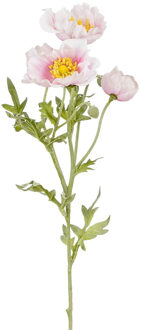 Mica Decorations Kunstbloem Klaproos Poppy - H62 cm - roze - kunststof - stelen kunstbloemen - boeket - bloemetjes