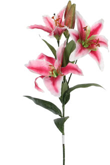 Mica Decorations Kunstbloem Lily Stargazer Valley - H75 cm - roze - kunststof - stelen - boeket - bloemetjes