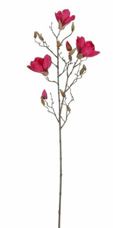 Mica Decorations Kunstbloem Magnolia tak - 88 cm - dieproze - Kunst zijdebloemen Donkerroze