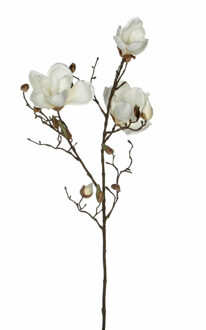 Mica Decorations Kunstbloem Magnolia tak - 90 cm - wit - Kunst zijdebloemen
