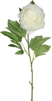 Mica Decorations Kunstbloem pioenroos - Creme - 76 cm - polyester - decoratie bloemen