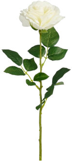 Mica Decorations Kunstbloem Roos Angel - H68 cm - ivoor wit - kunststof - stelen kunstbloemen - boeket - bloemetjes