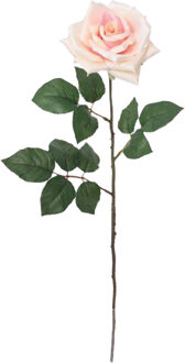 Mica Decorations Kunstbloem Roos Emily - 66 cm - licht roze - polyester - kunststof - kunstbloemen