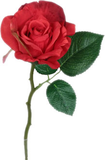 Mica Decorations Kunstbloem roos Emy - rood - 31 cm - kunststof - decoratie bloemen