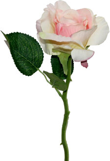 Mica Decorations Kunstbloem roos Emy - roze - 31 cm - kunststof - decoratie bloemen
