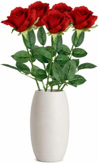 Mica Decorations Kunstbloem Roos Rubina - 4x - H62 cm - rood - kunststof - stelen kunstbloemen - boeket - bloemetjes