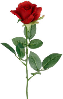 Mica Decorations Kunstbloem Roos Rubina - H62 cm - rood - kunststof - stelen kunstbloemen - boeket - bloemetjes