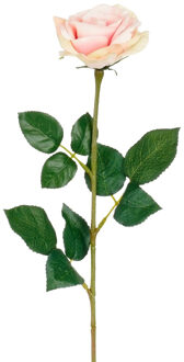 Mica Decorations Kunstbloem Roos Valentine - H59 cm - lichtroze - kunststof - stelen kunstbloemen - boeket