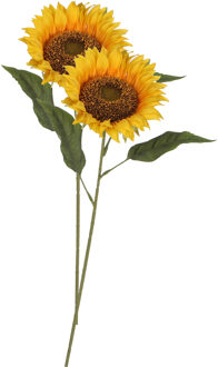 Mica Decorations Kunstbloem Zonnebloem tak - 2x - 70 cm - geel - kunst zijdebloem - decoratie