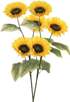 Mica Decorations Kunstbloem Zonnebloem tak - 2x - 92 cm - geel - kunst zijdebloem - decoratie
