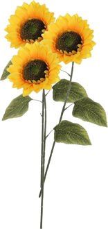 Mica Decorations Kunstbloem Zonnebloem tak - 3x - 72 cm - geel - kunst zijdebloem - decoratie