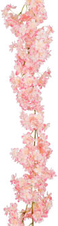 Mica Decorations Kunstbloemen Bloesem Slinger - 180 x 20 cm - roze - kunststof - bloemetjes