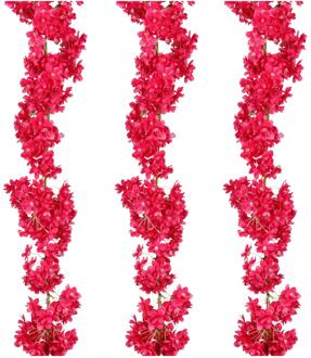 Mica Decorations Kunstbloemen Bloesem Slinger - 3x - 180 x 20 cm - roze - kunststof - bloemetjes