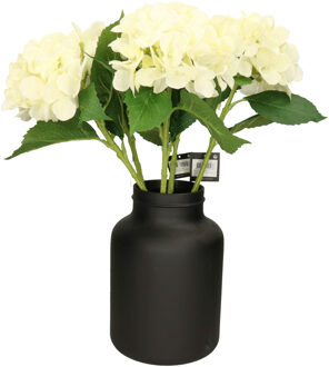 Mica Decorations Kunstbloemen boeket Hortensias - 5 stelen - wit - 51 cm - Kunst zijdebloemen