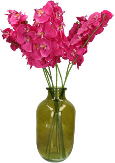 Mica Decorations Kunstbloemen boeket Orchidee - 8 stelen - diep roze - 71 cm - Kunst zijdebloemen