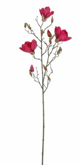 Mica Decorations Kunstbloemen Magnolia takken - 88 cm - roze - Kunst zijde - Boeket - stelen