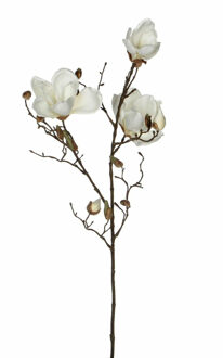 Mica Decorations Kunstbloemen Magnolia takken - 90 cm - wit - Kunst zijde - Boeket - stelen