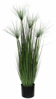 Mica Decorations Kunstgras/gras kunstplant met papyrus pluimen - groen H102 x D15 cm - op stevige plug