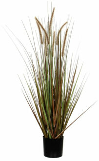Mica Decorations Kunstgras/gras kunstplant met pluimen - groen/bruin H120 x D45 cm - op stevige plug