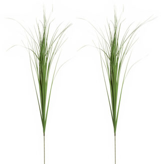 Mica Decorations Kunstgras/rietgras kunstplant - 2x stuks - tak/losse steel - groen - 99 cm