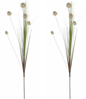 Mica Decorations Kunstgras/rietgras kunstplant tak - 2x stuks - losse steel - groen - 84 cm