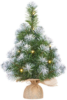 Mica Decorations Kunstkerstboom - nepsneeuw - 10 LEDs - 45 cm - Kunstkerstboom Groen