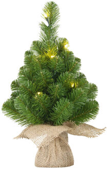 Mica Decorations Kunstkerstboom Norton - 60x23 cm - 15LED Warmwit - GROEN