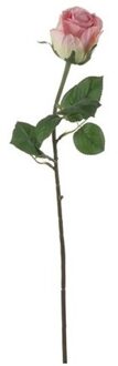 Mica Decorations Kunstplant bloem - roos - roze - kunstbloemen/tak - 69 cm?