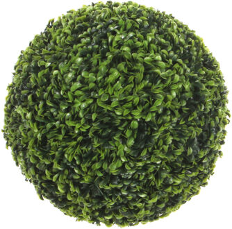 Mica Decorations Kunstplant Buxus bol - Theeblad - groen - D37 cm - UV-bestendig - Buxusplant - Buxusbol