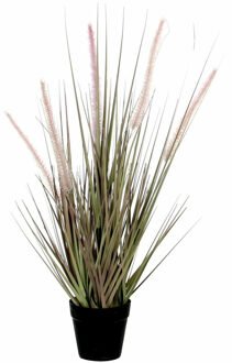 Mica Decorations Kunstplant Dogtail siergras - 54 cm - in zwarte pot