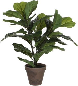 Mica Decorations Kunstplant Ficus - Lyrate - 45 cm - groen - voor binnen - kunstplanten met pot