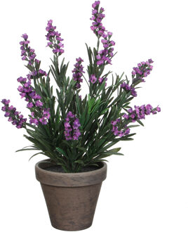 Mica Decorations Kunstplant - lavendel - paars - in pot - 20 x 33 cm - Kunstplanten