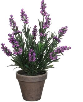 Mica Decorations Kunstplant - lavendel - paars - in pot - 20 x 33 cm - Kunstplanten