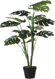 Mica Decorations Kunstplant Monstera struik - staand - H100 cm - Grote huis/kantoorplant - nepplant Groen