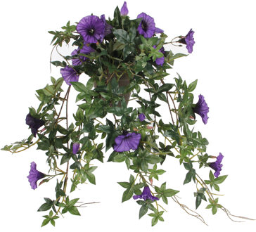 Mica Decorations Kunstplant Petunia - paars - 50 cm - kunst hangplanten