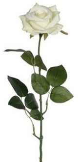 Mica Decorations kunstroos kunstbloemen - creme wit - 66 cm - boeketten - rozen