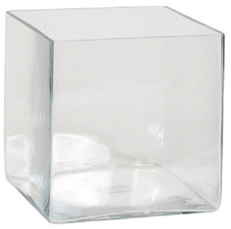 Mica Decorations Lage vaas/accubak transparant glas vierkant 20 cm