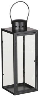 Mica Decorations Lantaarn / windlicht - zwart - metaal - 13 x 34 cm