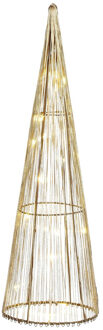 Mica Decorations LED kegel - kerstboom lamp - goud - polyester/metaal - H40 cm