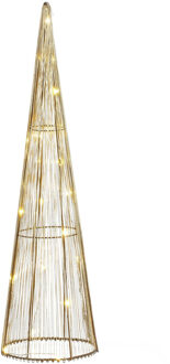 Mica Decorations LED kegel - kerstboom lamp - goud - polyester/metaal - H50 cm Goudkleurig