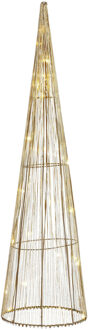 Mica Decorations LED kegel - kerstboom lamp - goud - polyester/metaal - H60 cm
