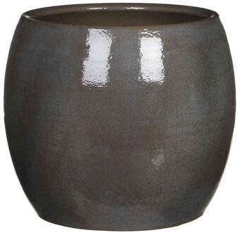 Mica Decorations lester ronde pot donkergrijs maat in cm: 22 x 24